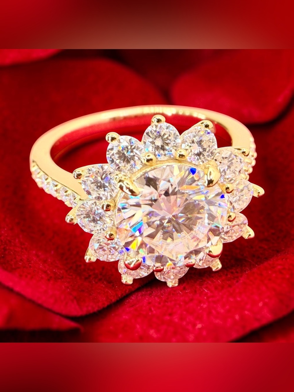 2 ct Floral Halo Moissanite Ring • Size 6 • Custom US Vendor • NWOT - Picture 3 of 14
